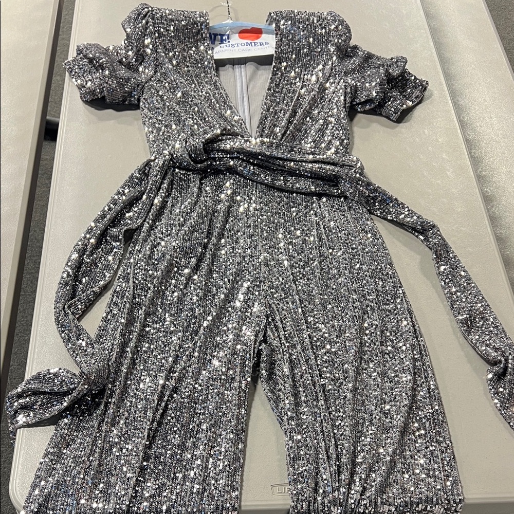 Silver Sequin Jumpsuit - image 1